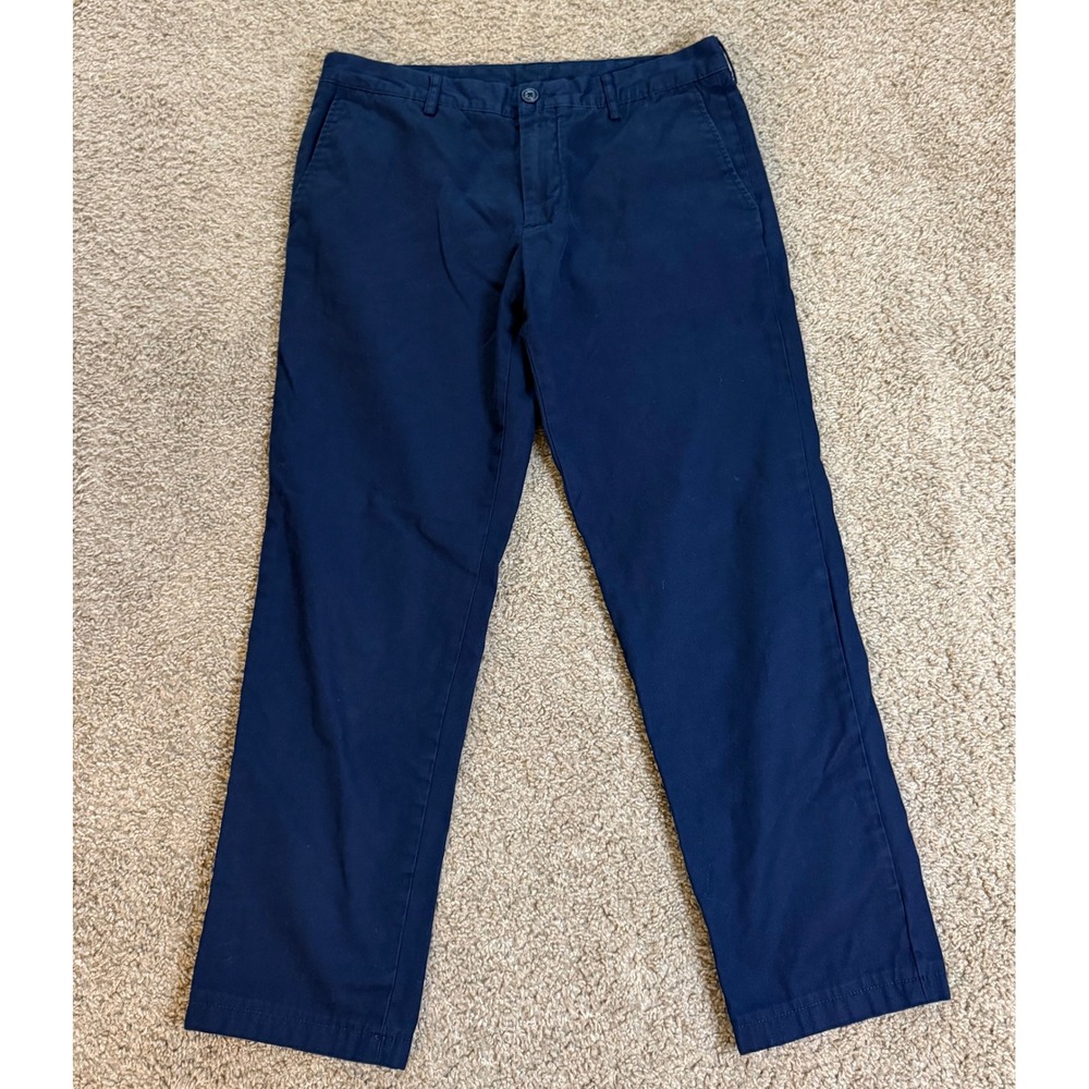 Lacoste Mens Navy Blue Cotton Twill Chino Pants Size 33 Straight Leg Croc Logo